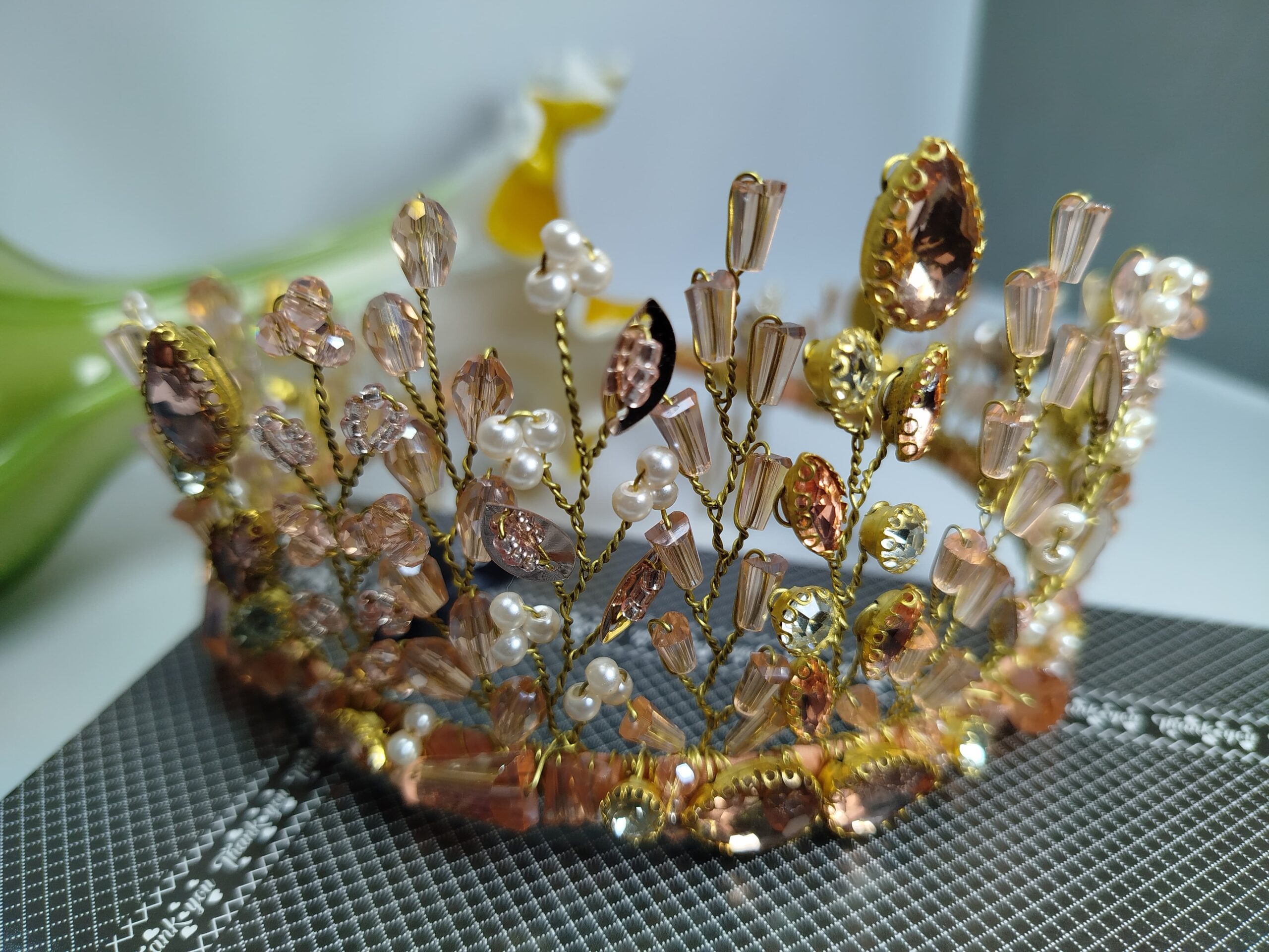 Peach Pink Crown for Bride - Image 4