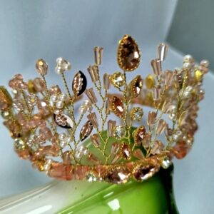 Peach Pink Crown for Bride