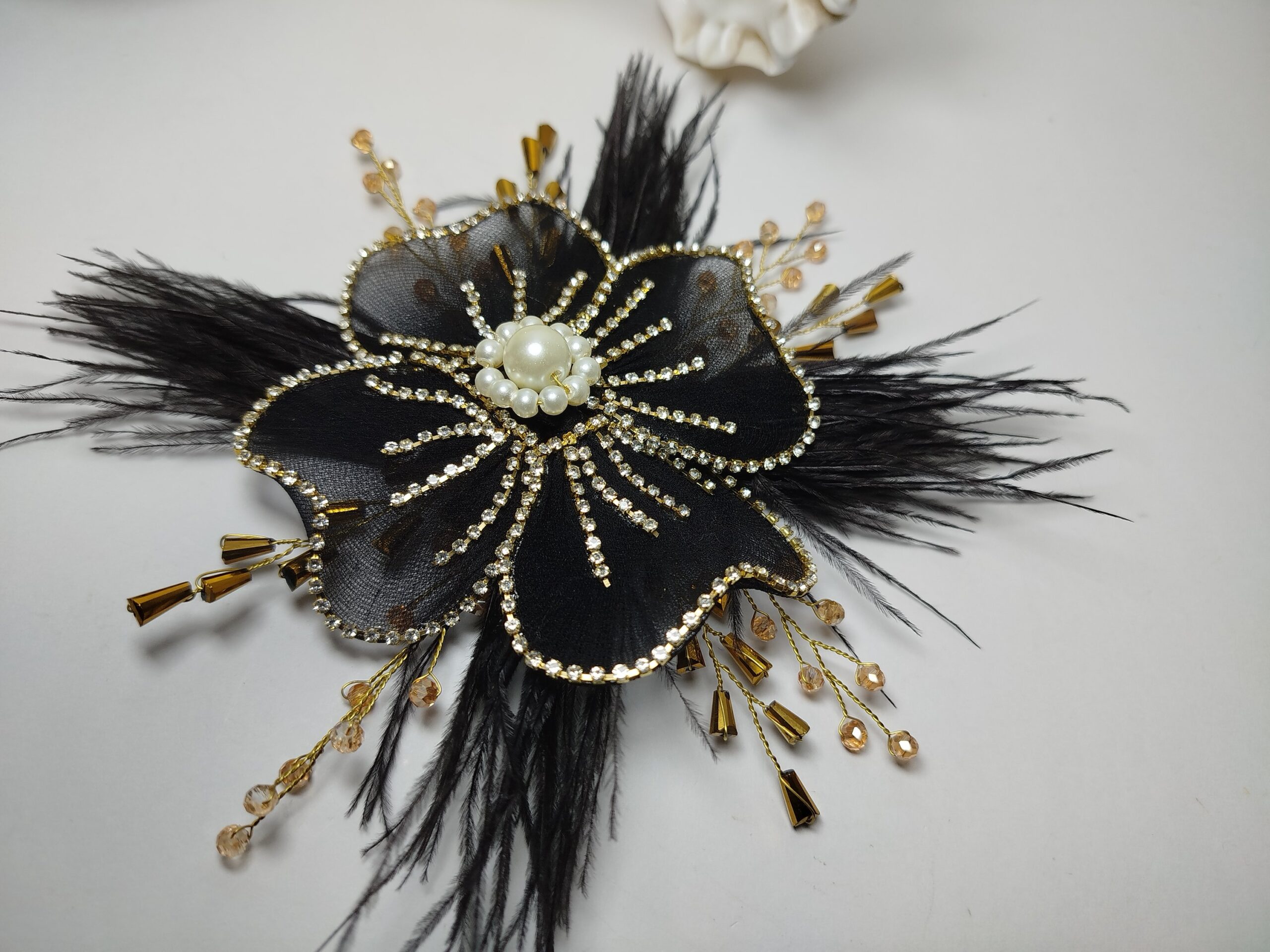 Black Flower Pin for Styling - Image 2