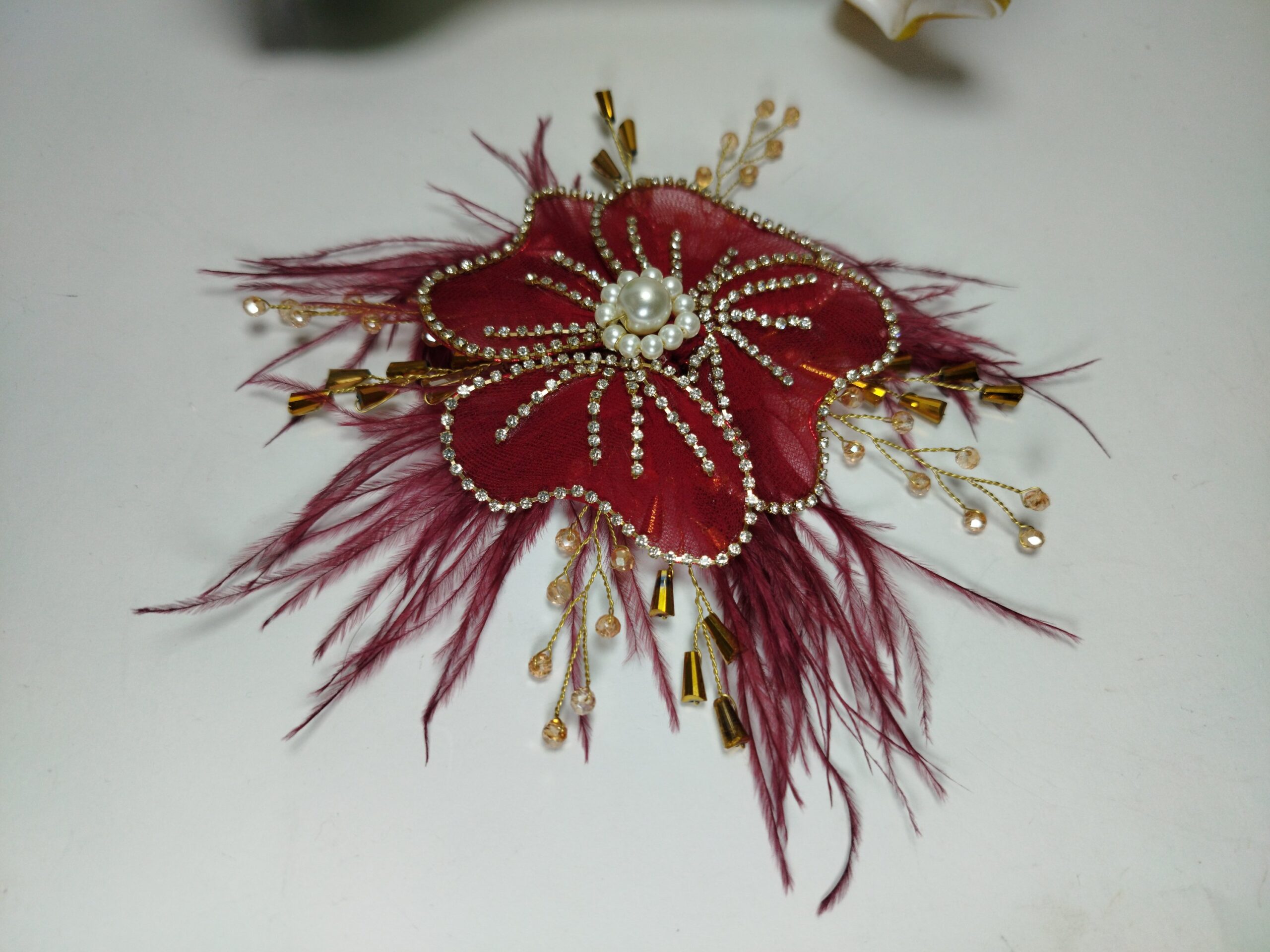 Red-Maroon Flower Pin for Styling - Image 8