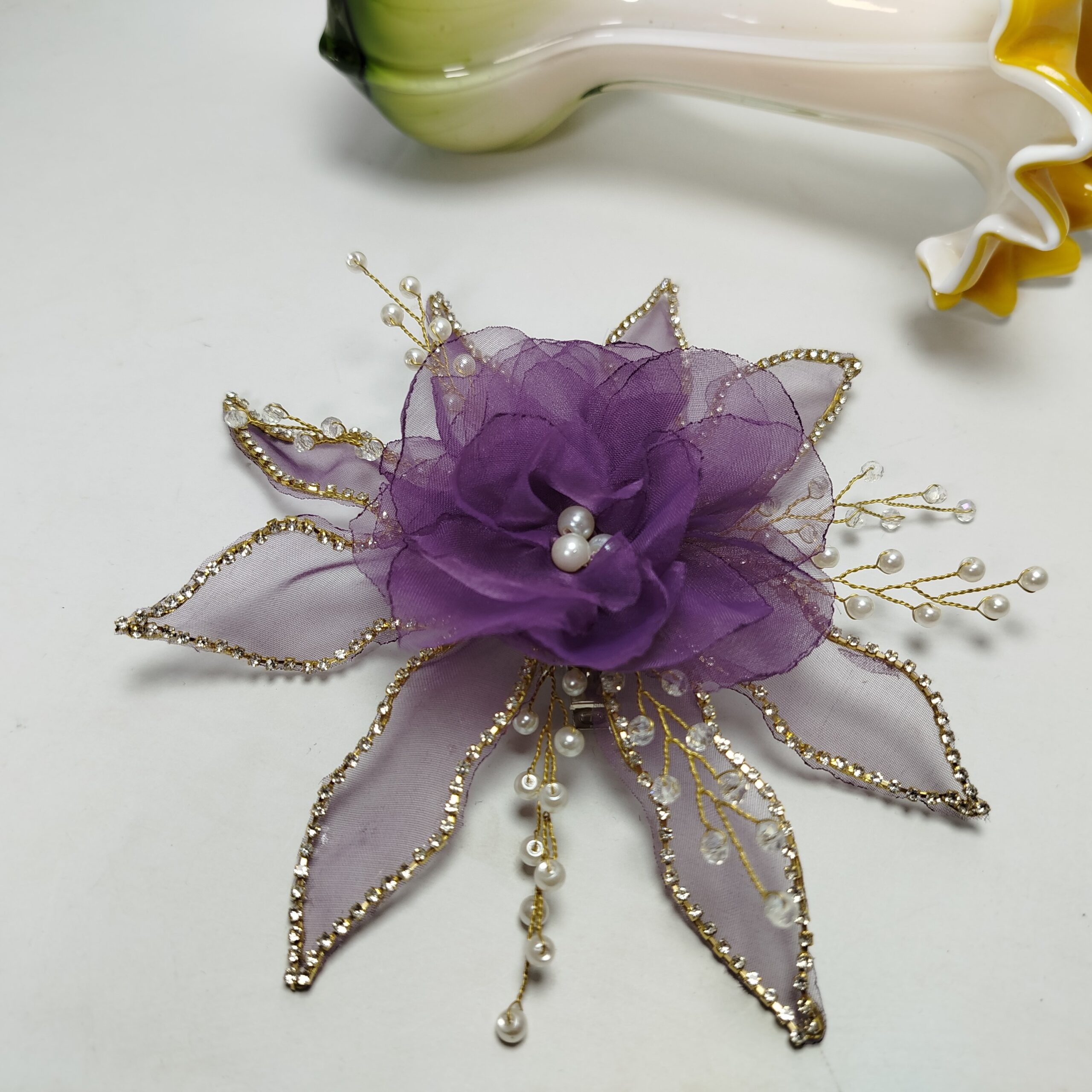 Organza Purple Flower Pin For Styling - Image 5