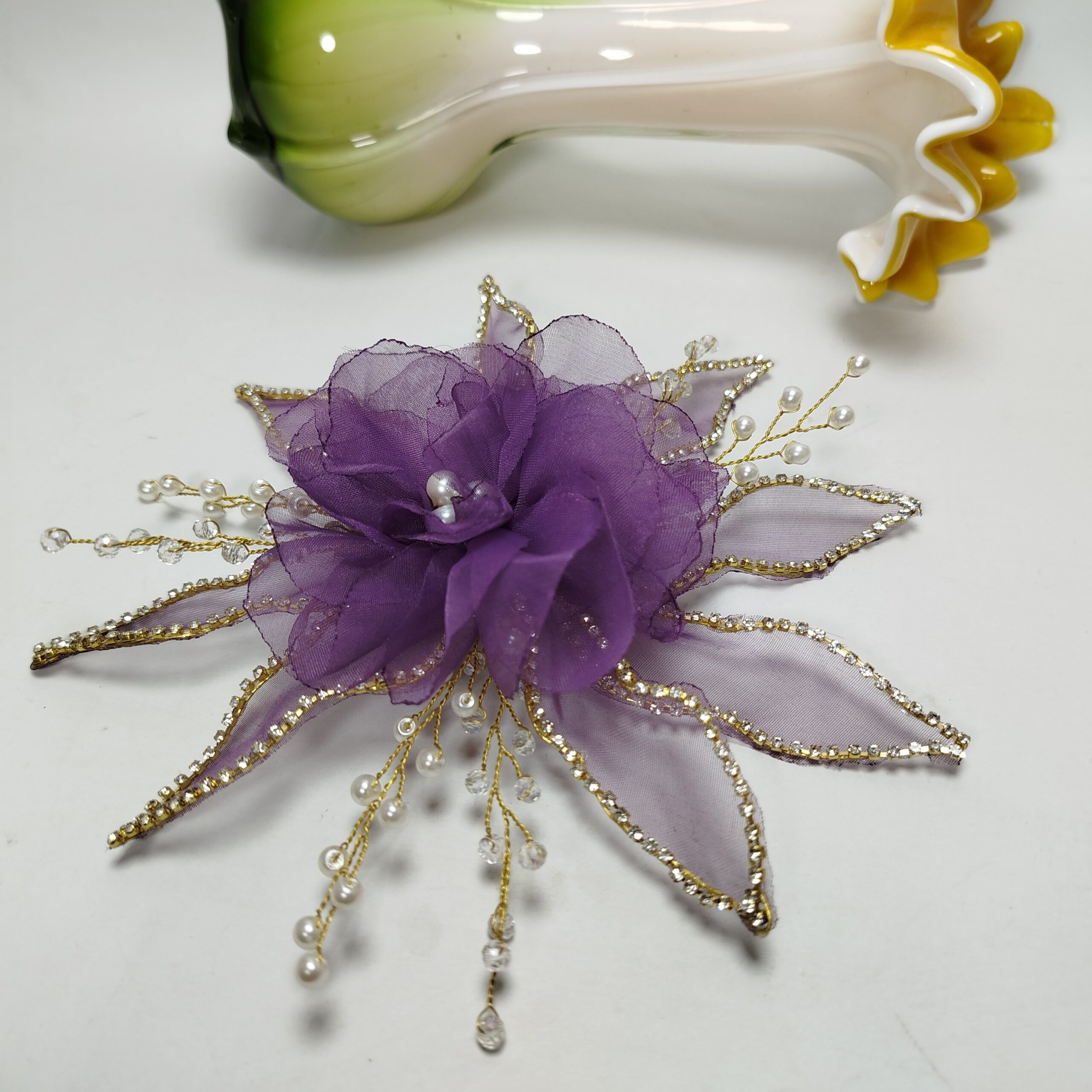Organza Purple Flower Pin For Styling - Image 6