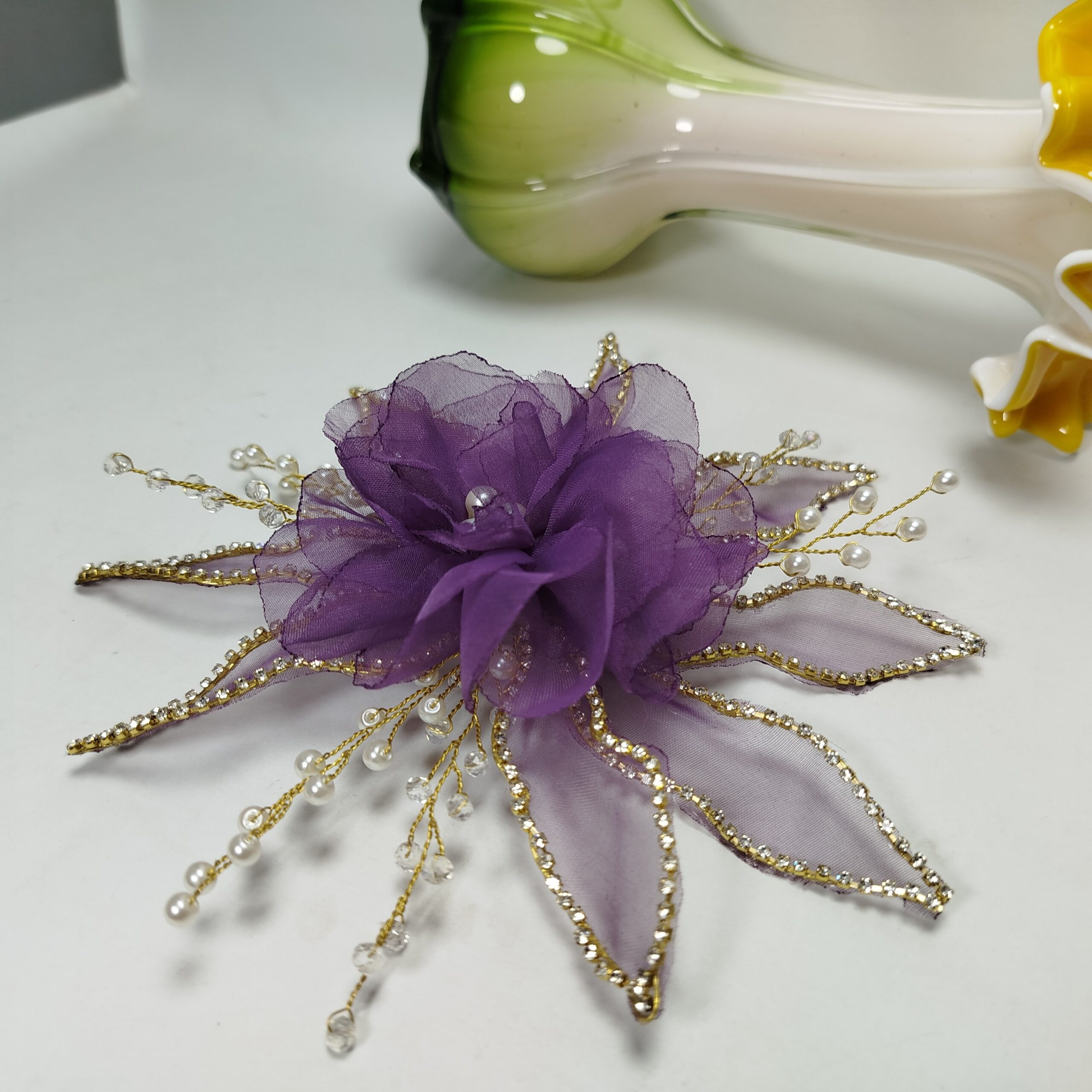 Organza Purple Flower Pin For Styling - Image 9