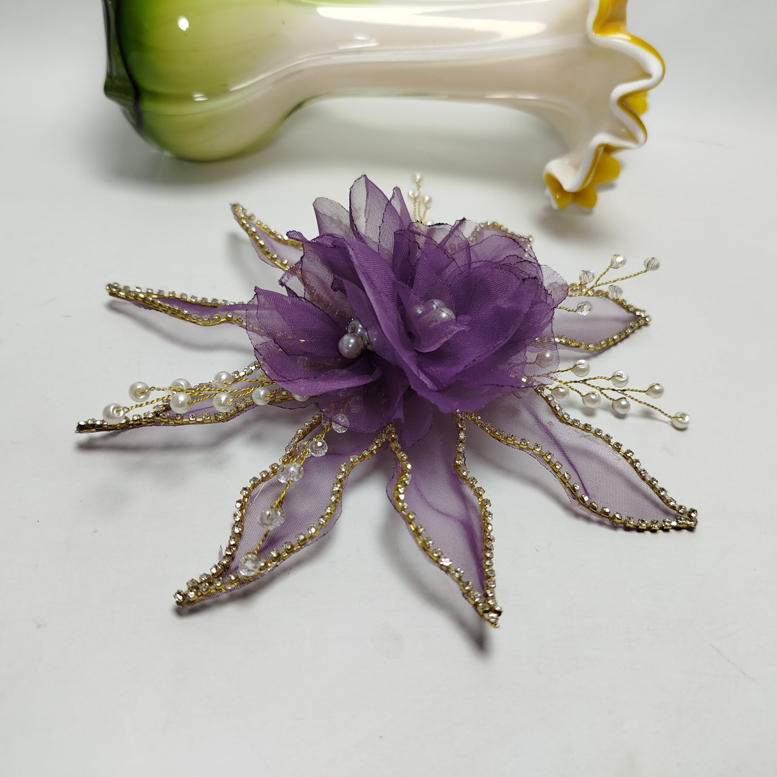 Organza Purple Flower Pin For Styling - Image 10