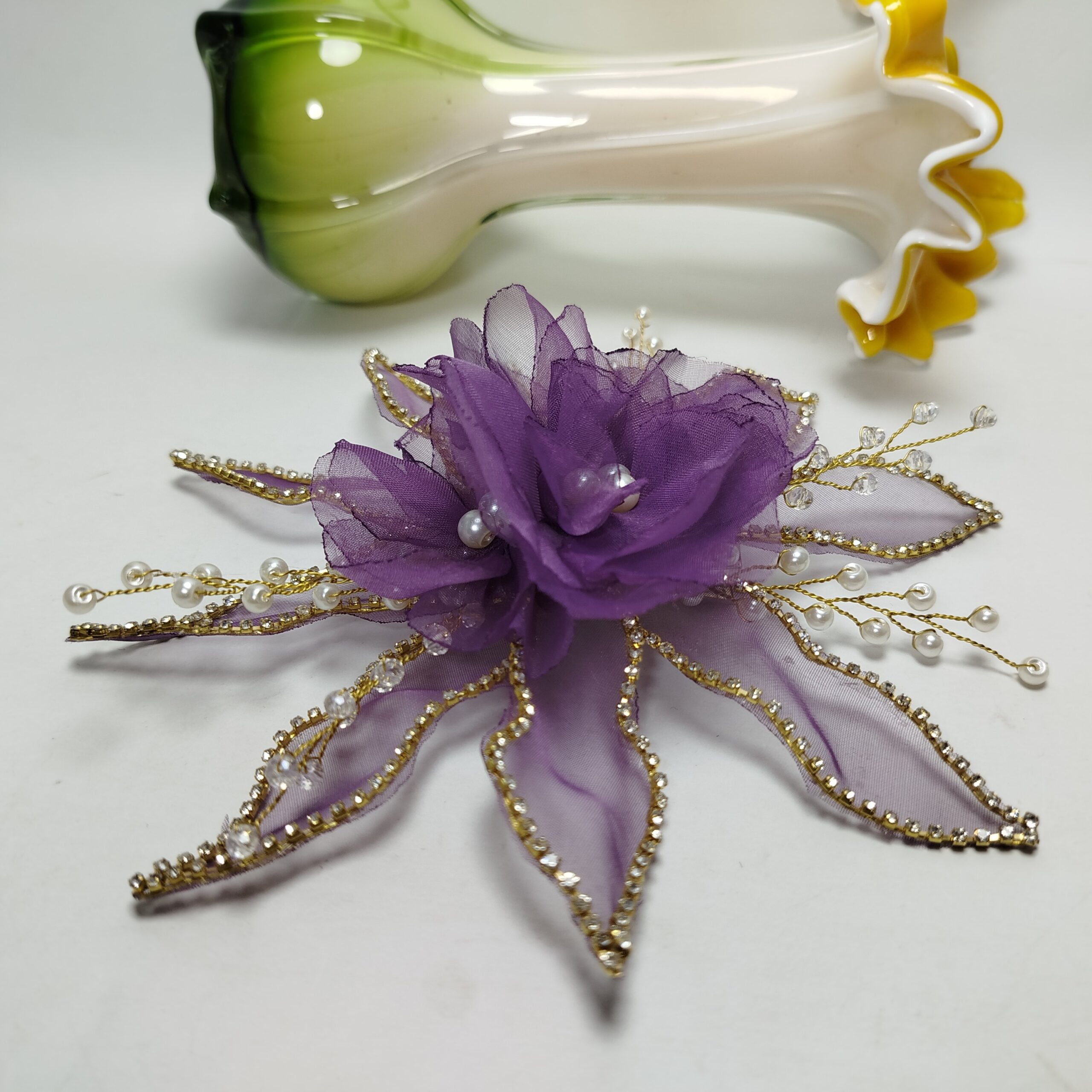 Organza Purple Flower Pin For Styling - Image 2