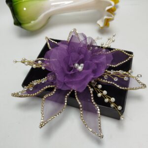 Organza Purple Flower Pin For Styling