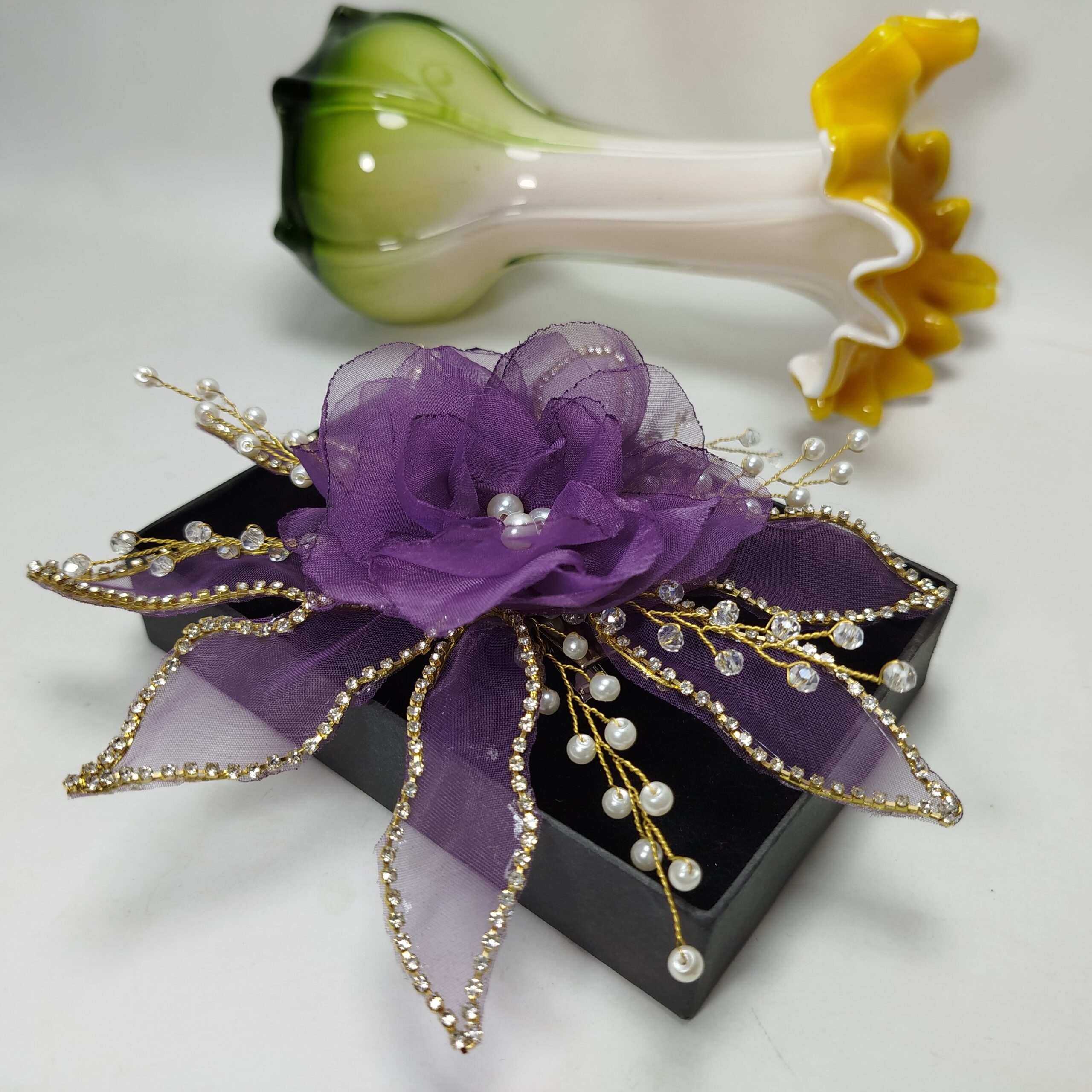 Organza Purple Flower Pin For Styling - Image 7