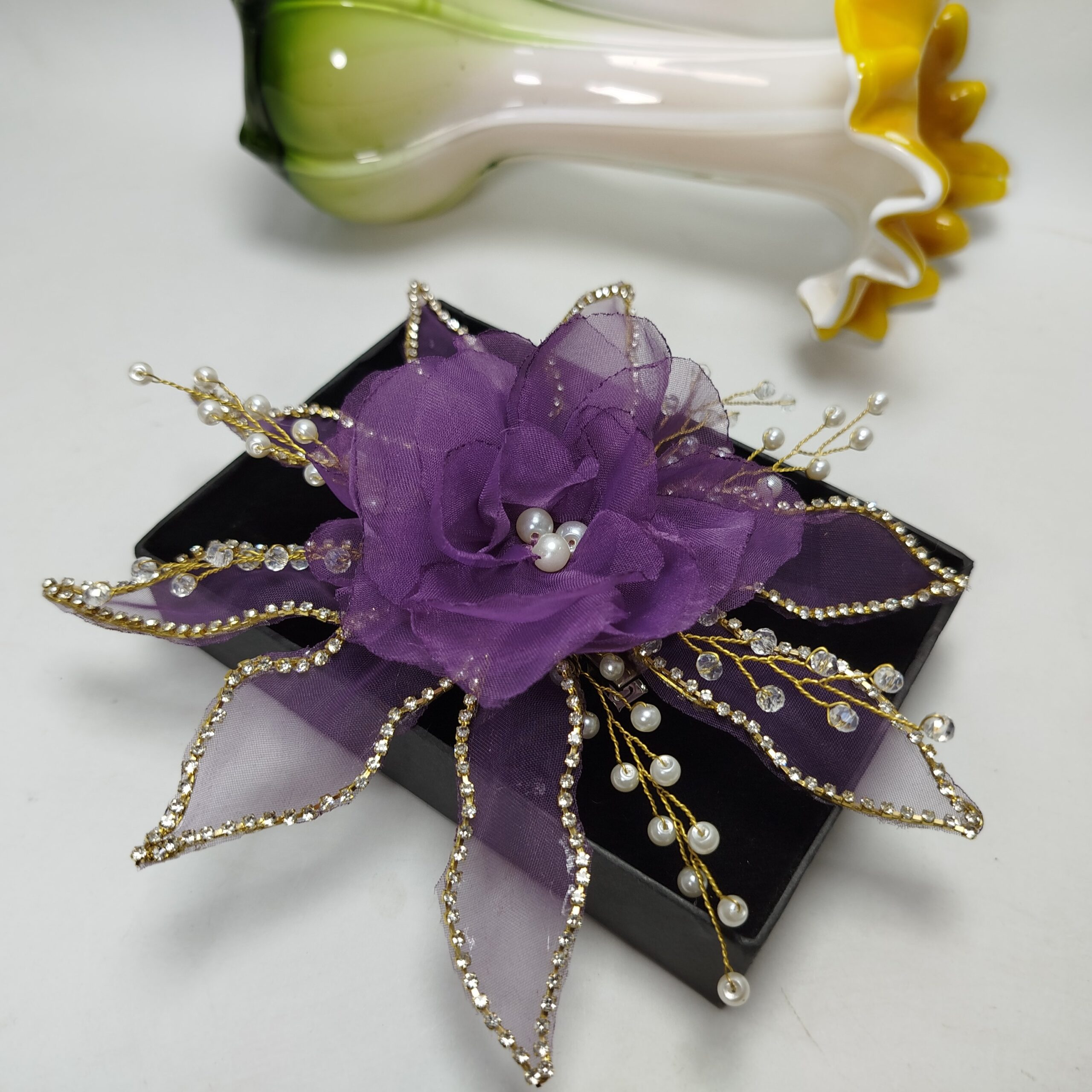 Organza Purple Flower Pin For Styling - Image 8