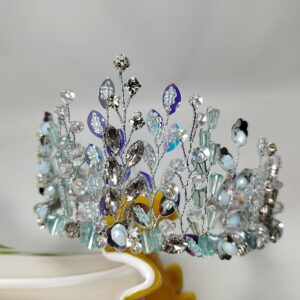 Ice Blue with Sliver Touch Crown For Party & Wedding