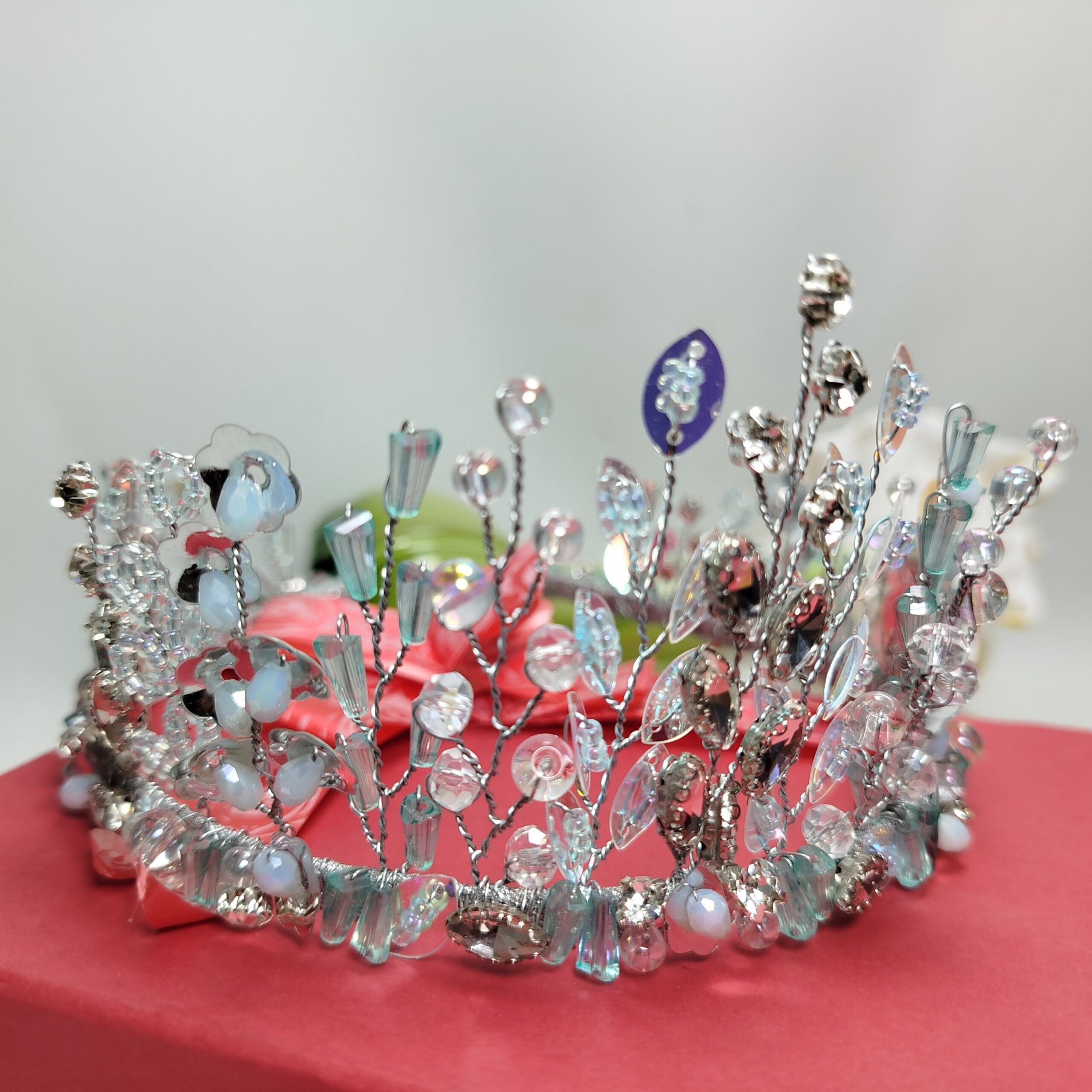 Ice Blue with Sliver Touch Crown For Party & Wedding - Image 3